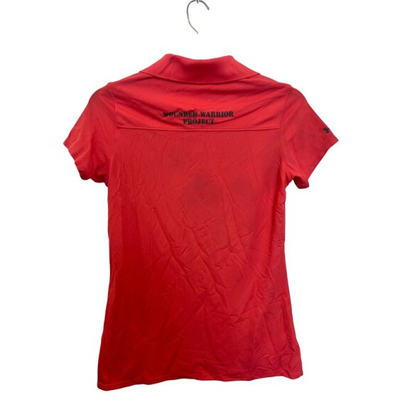 Under Armour Womens Medium Red Wounded Warrior Project Polo Shirt HeatGear Semi- - Picture 4 of 6